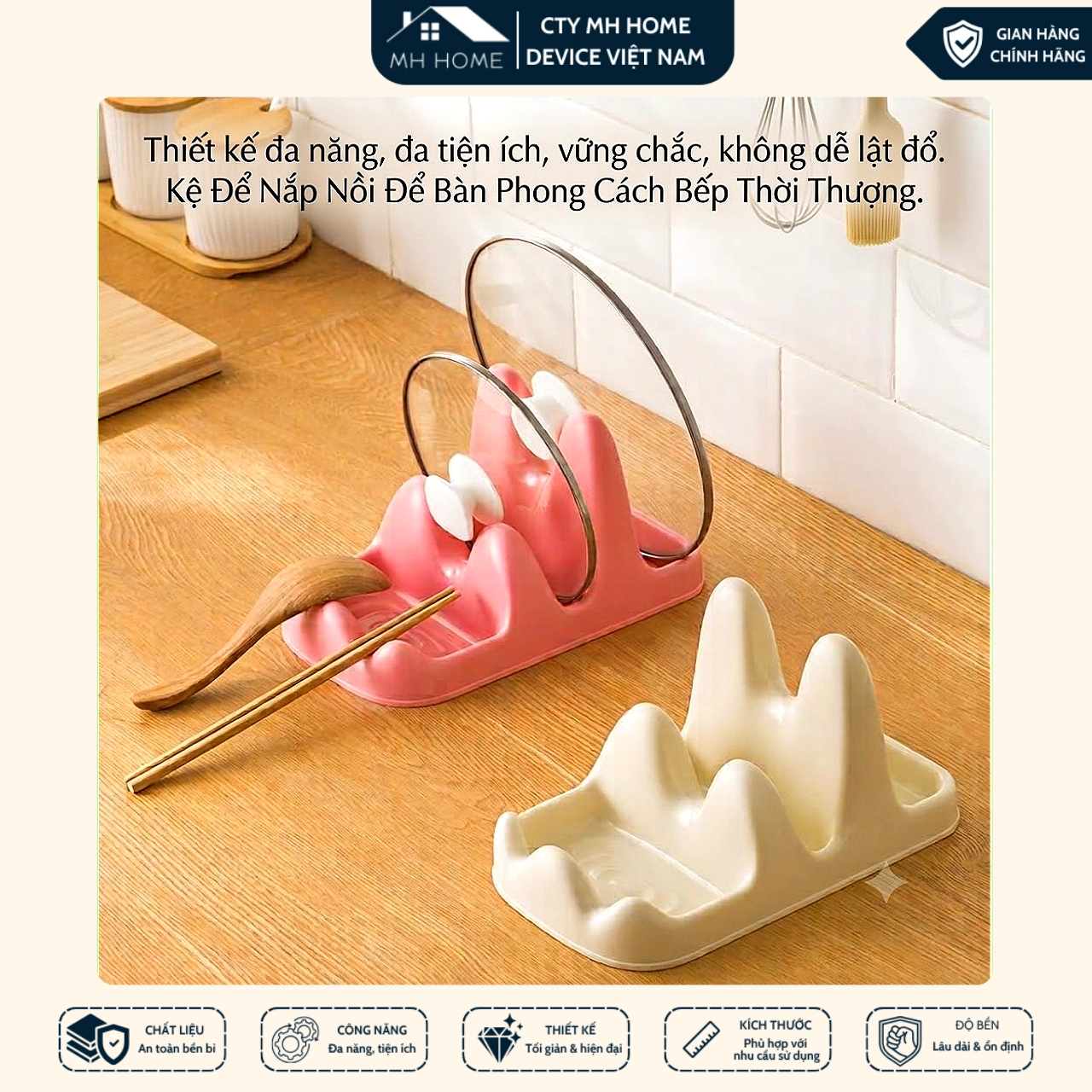 Giá Úp Nắp Nồi Gác Muỗng Đũa Nhựa Ca Cấp - Kệ Để Vung Nồi Nhà Bếp Đa Năng Thông Minh